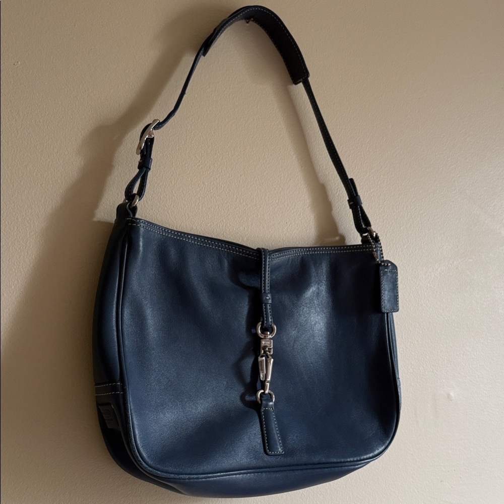 COACH Navy Blue Leather Shoulder Bag
